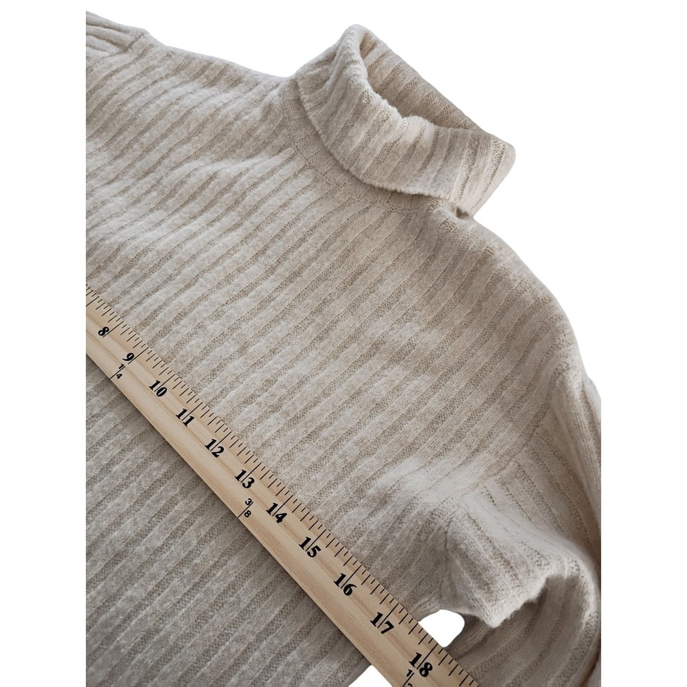 Zara NWT Cream Ribbed Cropped Turtleneck Sweater Long Sleeve Minimalist S XS - Picture 9 of 12